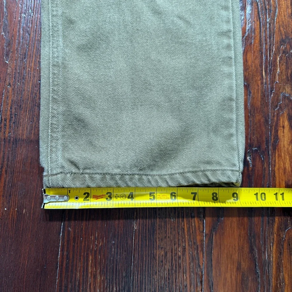 Vintage Carhartt Jeans Mens 42x30 Green Straight Leather Patch 90s‎ B161 BRK